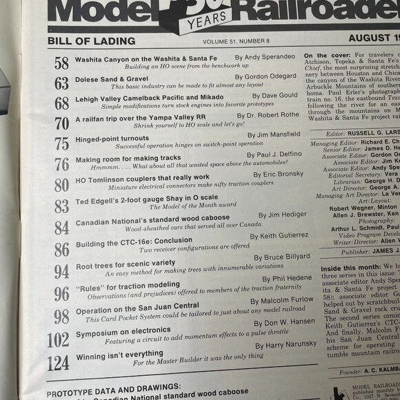 Model Railroader Magazine Back Issue u August 1984 Vol 51 No 8 Scenicking Washit - Picture 5 of 9